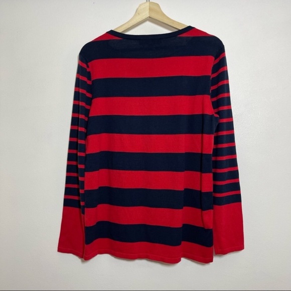 TOMMY HILFIGER Navy Red Stripe Mixed Print Sweater - Picture 7 of 12